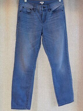 J Crew, Light Wash Denim Stretch Cropped Leg Distressed Blue Jeans, Size 26